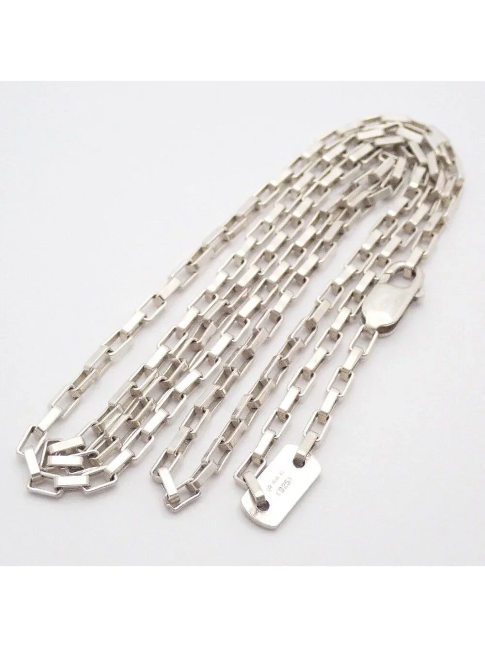 Gucci Square Chain Link Necklace 925 Sterling Silver